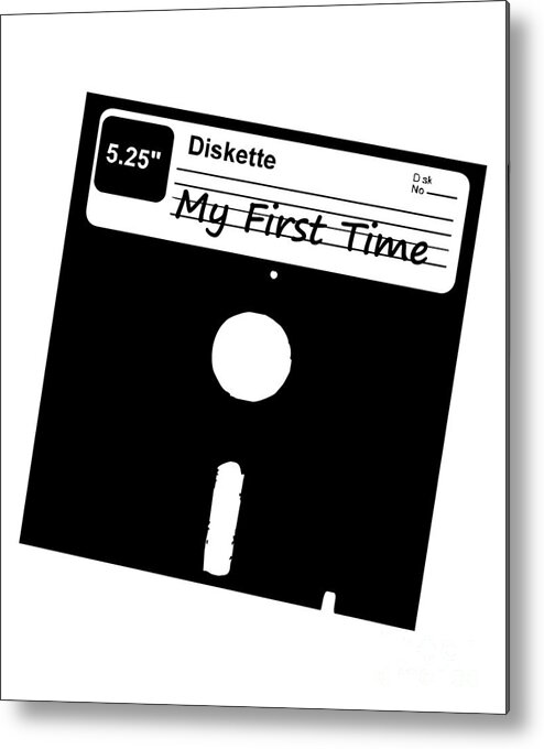 Pc Metal Print featuring the digital art My First Time Retro 80s Floppy Disk by Flippin Sweet Gear