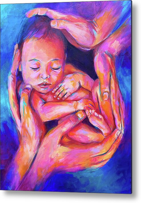 Newborn Metal Print featuring the painting My Life Begins Again by Luzdy Rivera