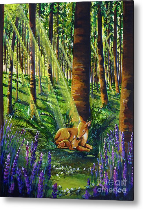 Deer Metal Print featuring the painting My Little Bambi by Cindy Thornton