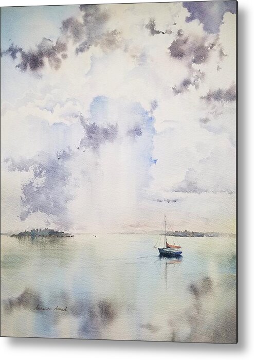 Lake Champlain Metal Print featuring the painting My Mooring by Amanda Amend