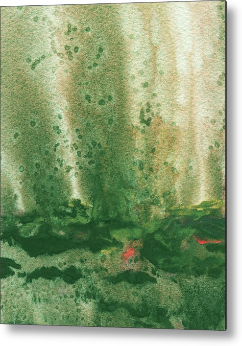 Mist Metal Print featuring the painting Mystic Landscape Abstract Green Watercolor by Irina Sztukowski