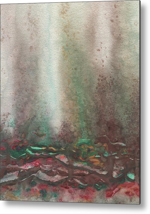 Mist Metal Print featuring the painting Mystic Landscape Abstract Watercolor Art by Irina Sztukowski