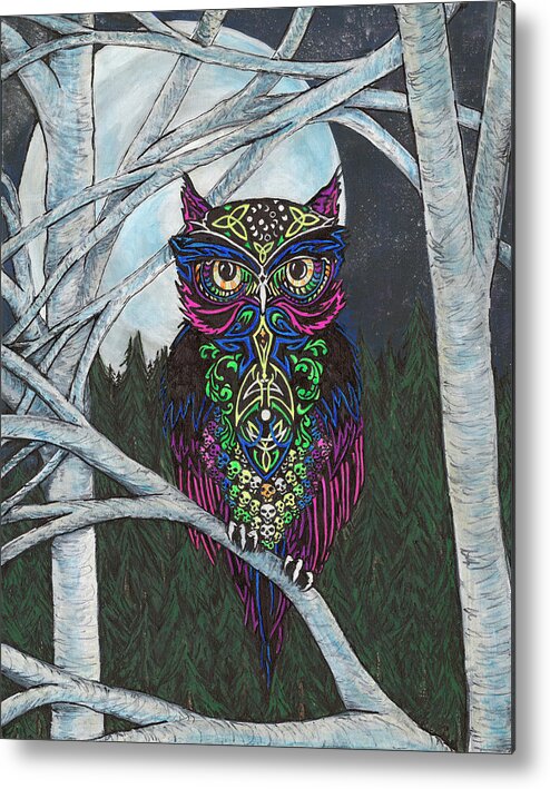 Owl Metal Print featuring the painting Mystic by Megan Thompson