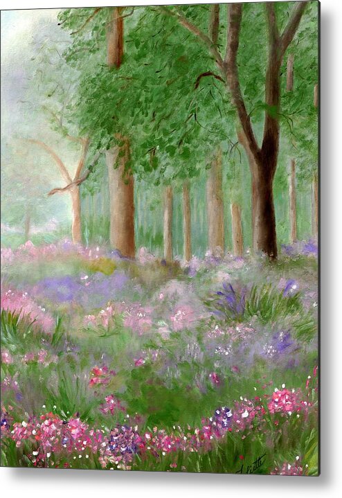 Field Of Flowers Metal Print featuring the painting Mystic Moment by Juliette Becker