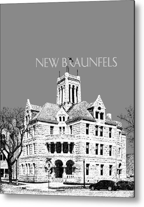 New Braunfels Metal Print featuring the digital art New Braunfels Skyline - Pewter by DB Artist