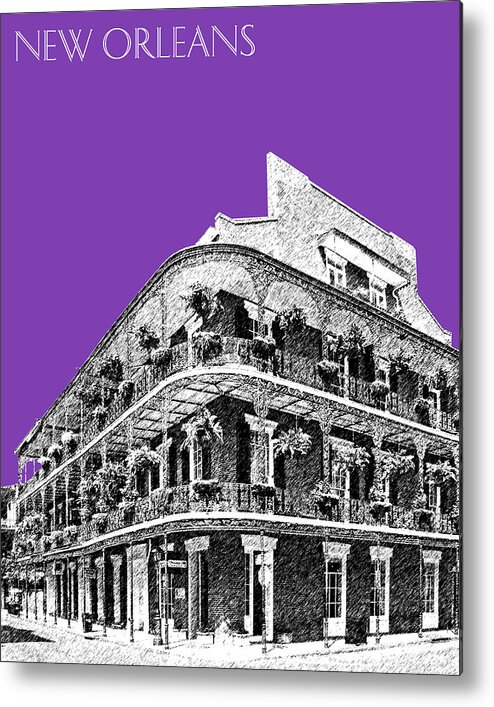 Architecture Metal Print featuring the digital art New Orleans Skyline French Quarter - Silver by DB Artist