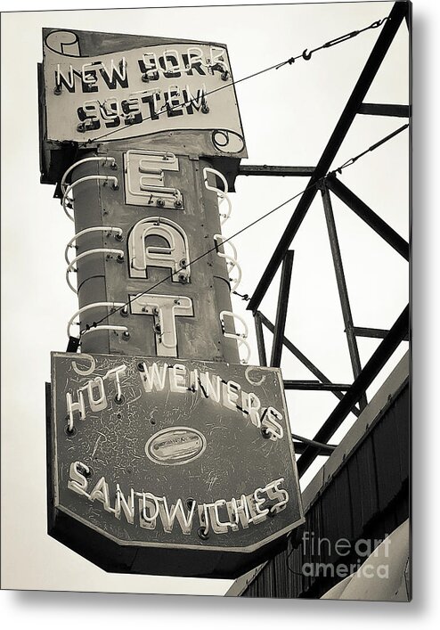 Neon Metal Print featuring the photograph New York System Hot Weiners Neon by Edward Fielding