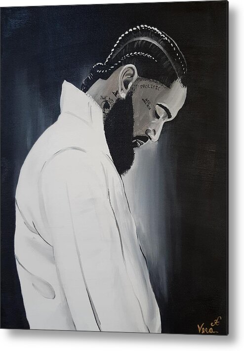 Rapper Metal Print featuring the painting Nipsey Hussle by Vera Smith-Arellano