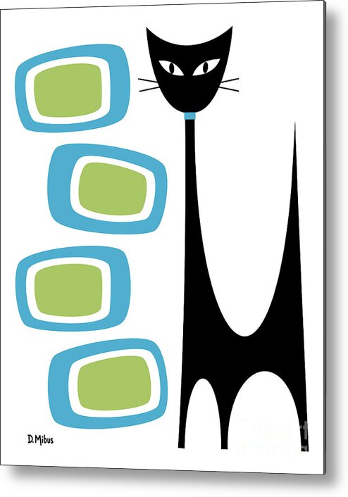 Atomic Metal Print featuring the digital art No Background Atomic Cat Blue Green by Donna Mibus