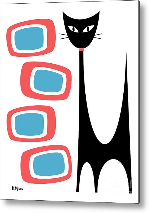 Atomic Metal Print featuring the digital art No Background Atomic Cat Blue Pink by Donna Mibus