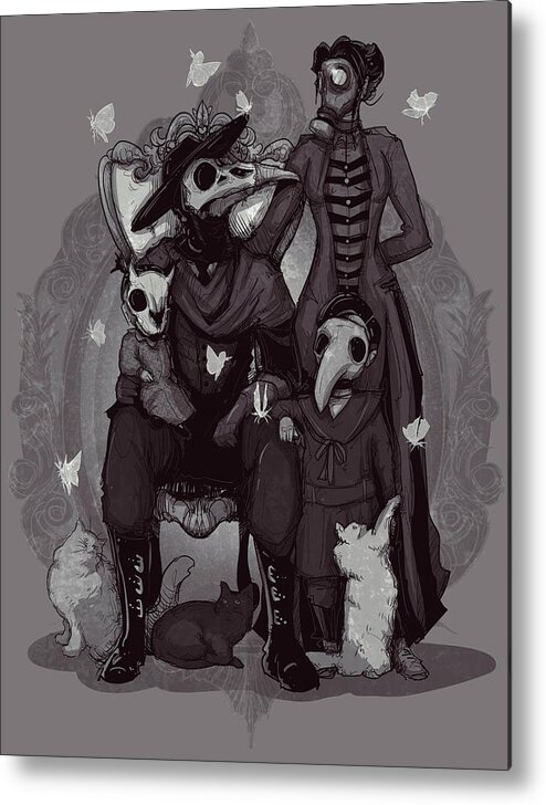 Plague Doctor Metal Print featuring the drawing Nocturnal X by Ludwig Van Bacon
