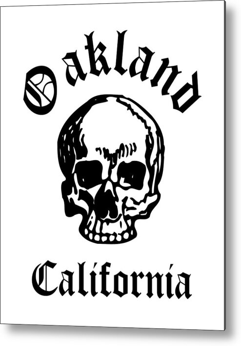 Oakland Metal Print featuring the drawing Oakland California Hardcore Streets Urban Streetwear White Skull, Super Sharp PNG 2 by Kathy Anselmo
