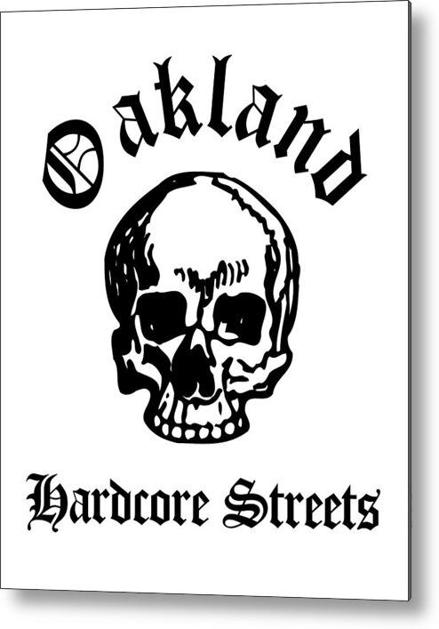 Oakland Metal Print featuring the drawing Oakland California Hardcore Streets Urban Streetwear White Skull, Super Sharp PNG by Kathy Anselmo