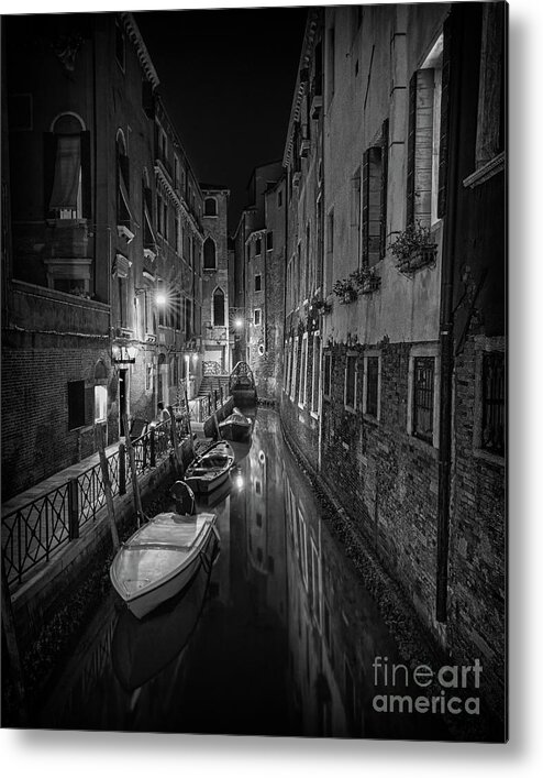 Night Metal Print featuring the photograph One night in Venice bnw by The P