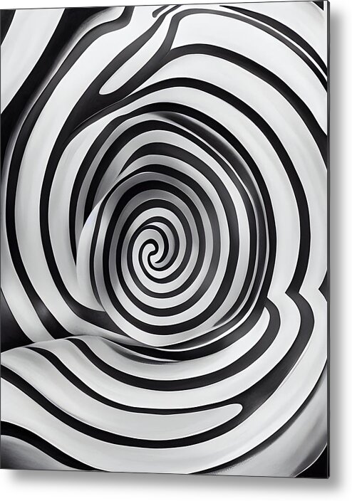 Bw Metal Print featuring the digital art Optical Illusion I by Bonnie Bruno