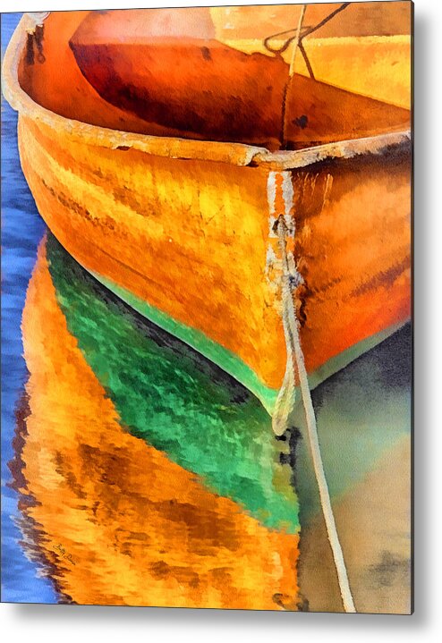 Rockport Metal Print featuring the photograph Orange Dinghy in Warm Sun by Betty Denise