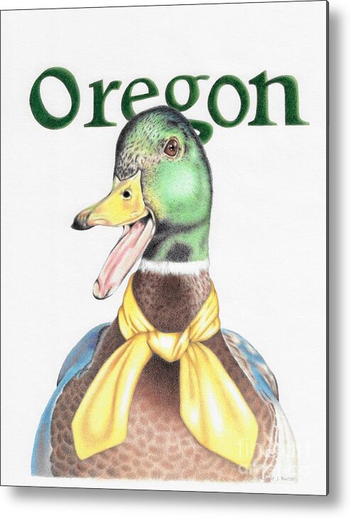 Oregon Metal Print featuring the drawing Oregon Duck by Karrie J Butler