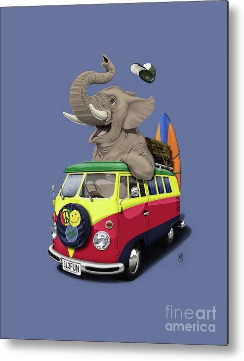 Illustration Metal Print featuring the drawing Pack the Trunk colour by Rob Snow
