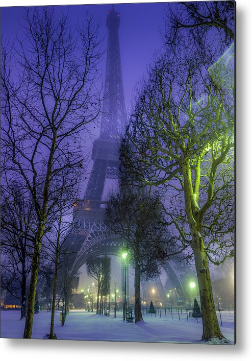 Champ De Mars Metal Print featuring the photograph Paris In The Snow by Serge Ramelli