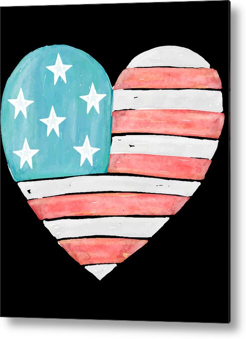 Funny Metal Print featuring the digital art Patriotic I Love The Usa Flag by Flippin Sweet Gear