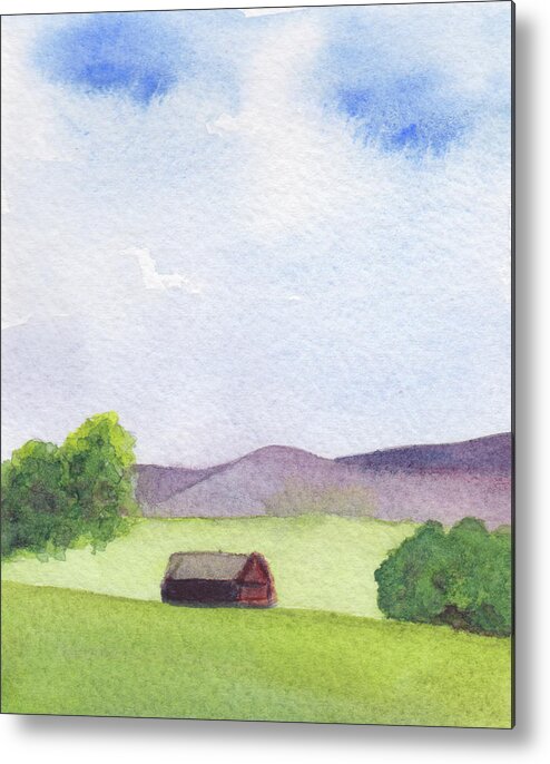 Berkshires Metal Print featuring the painting Pause at Barn by Anne Katzeff