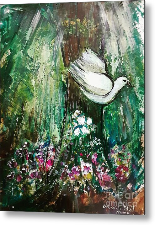 Dove Metal Print featuring the painting Peace Is In The Land by Deborah Nell