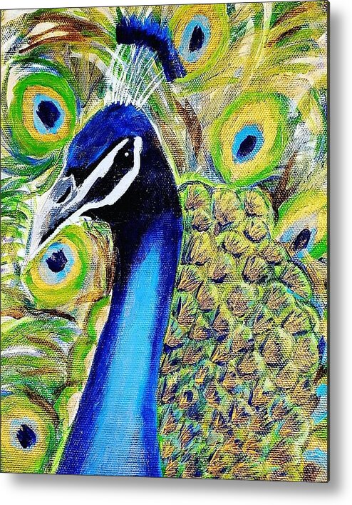 Peacock Metal Print featuring the painting Peacock by Amy Kuenzie