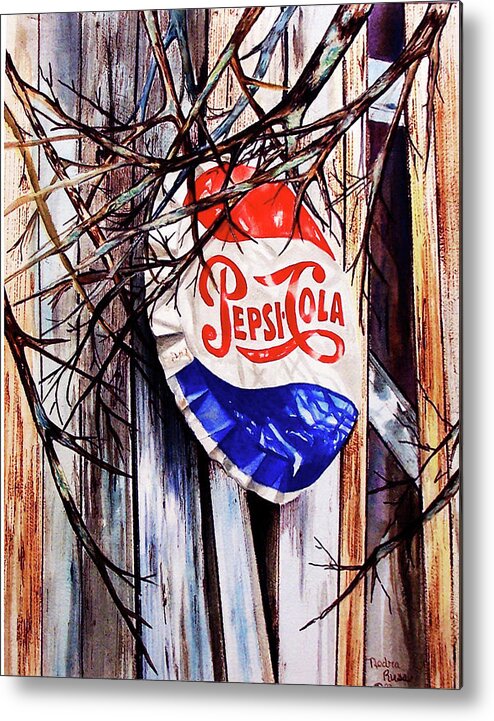 Pepsi Metal Print featuring the painting Pepsi sign in paradise by Nedra Russ