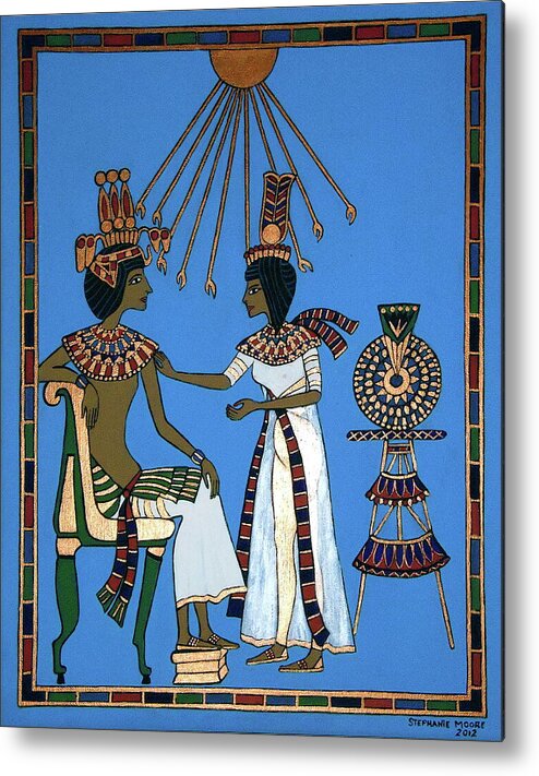Ancient Egypt Metal Print featuring the painting Pharaoh and his Queen by Stephanie Moore