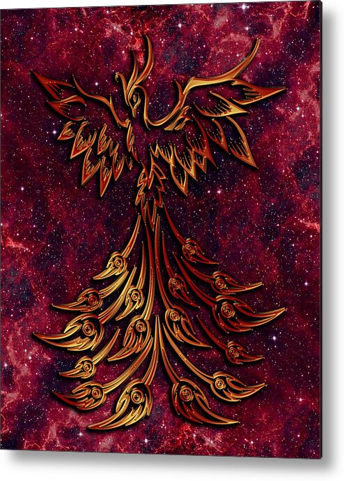 Firebird Metal Print featuring the digital art Phoenix and Fire Nebula by Mary J Winters-Meyer