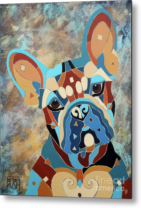 Black French Bull Dog Art Metal Print featuring the painting Pierre the French Bull Dog by Barbara Rush