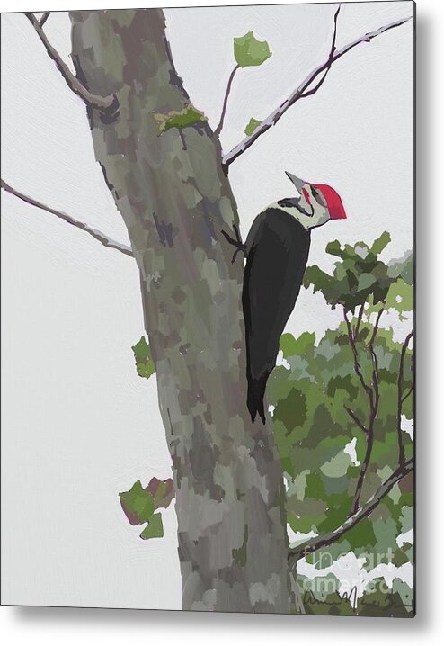  Metal Print featuring the painting Pileated by Anne Marie Brown