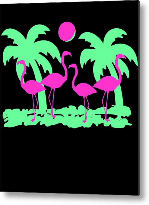 Funny Metal Print featuring the digital art Pink Flamingos by Flippin Sweet Gear