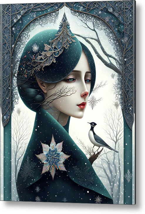 Winter Metal Print featuring the painting Portrait of Winter by Bob Orsillo