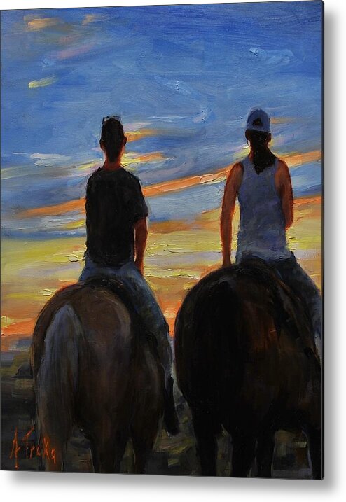 Horses Metal Print featuring the painting Prairie Girls by Ashlee Trcka