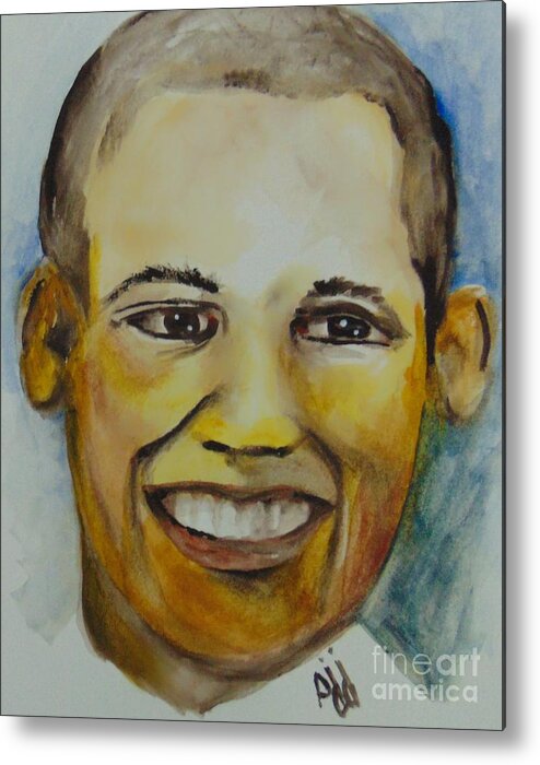 Politics Metal Print featuring the painting President Barack Obama by Saundra Johnson