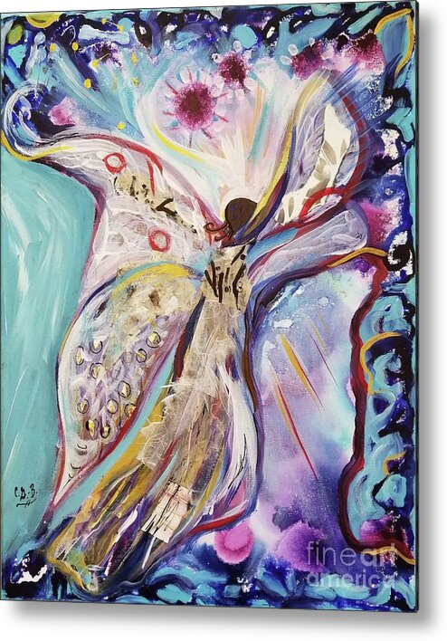 Angel Metal Print featuring the mixed media Protect Us by Catherine Gruetzke-Blais