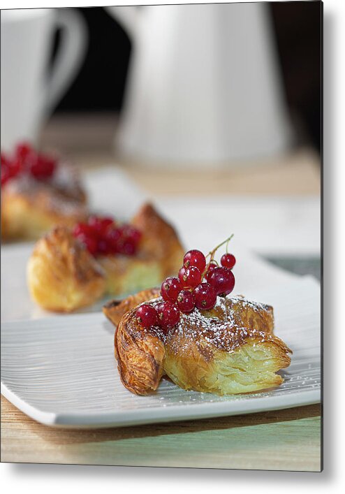 Pastry Metal Print featuring the photograph Puff Pastry with Red Currant Art Photo by Lily Malor