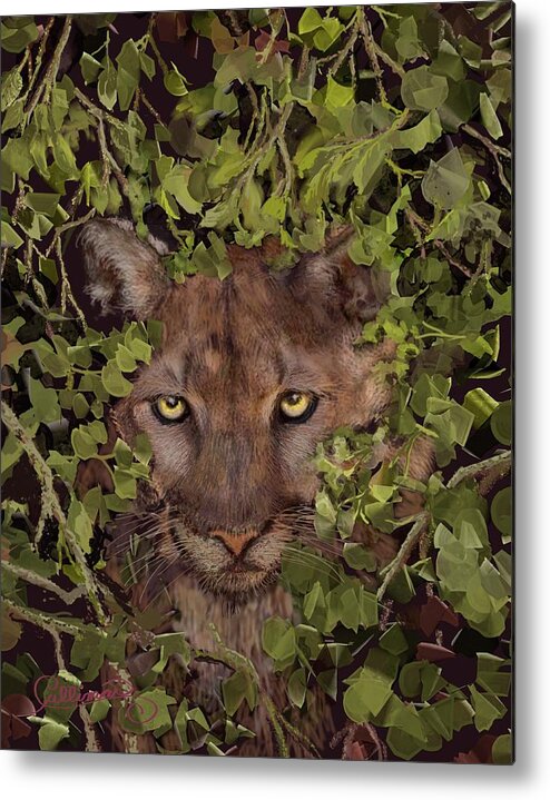 Puma Metal Print featuring the digital art Puma with Eyes on the Prize by Marilyn Cullingford