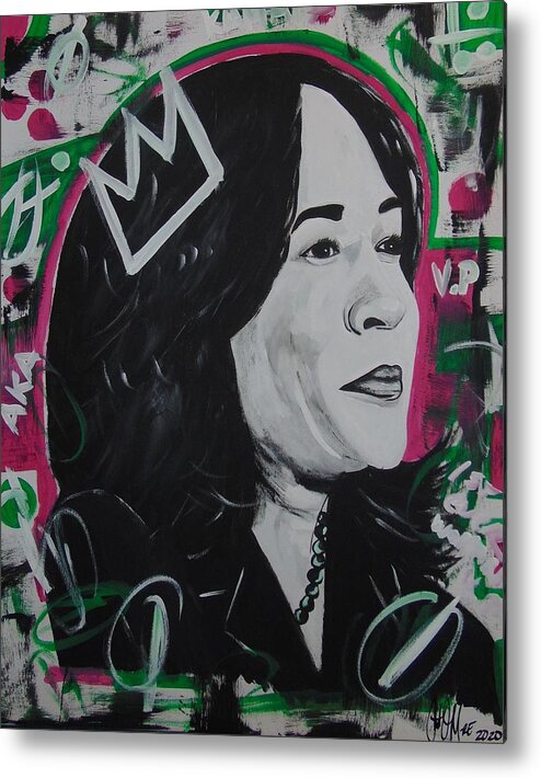 Kamala Harris Metal Print featuring the painting Queen Kamala by Antonio Moore