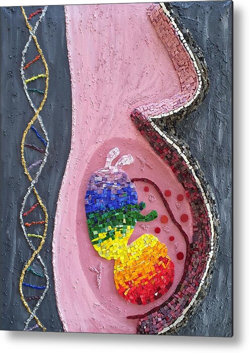 Baby Metal Print featuring the mixed media Rainbow Baby Mosaic by Adriana Zoon