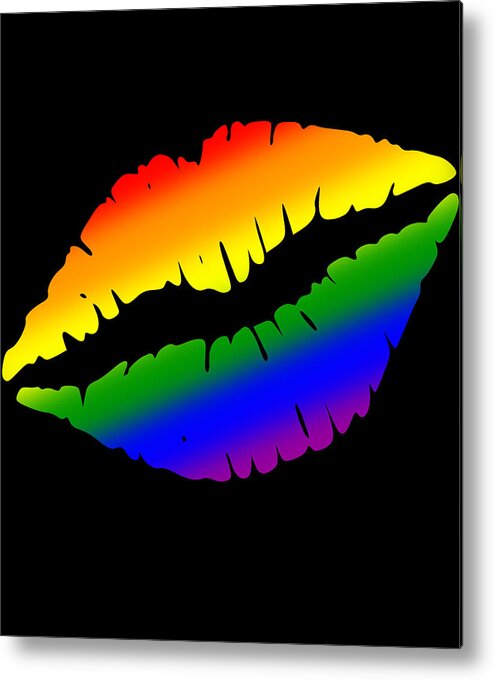 Funny Metal Print featuring the digital art Rainbow Kissy Lips by Flippin Sweet Gear