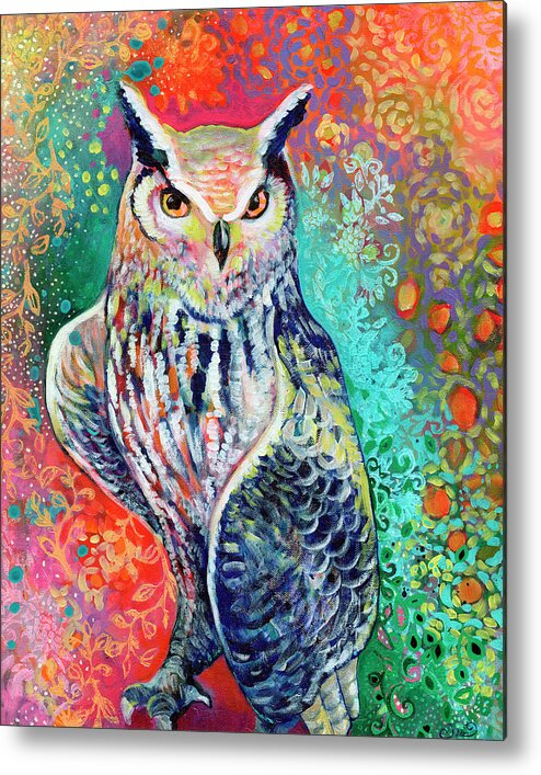 Owl Metal Print featuring the painting Ready to Tango by Jennifer Lommers