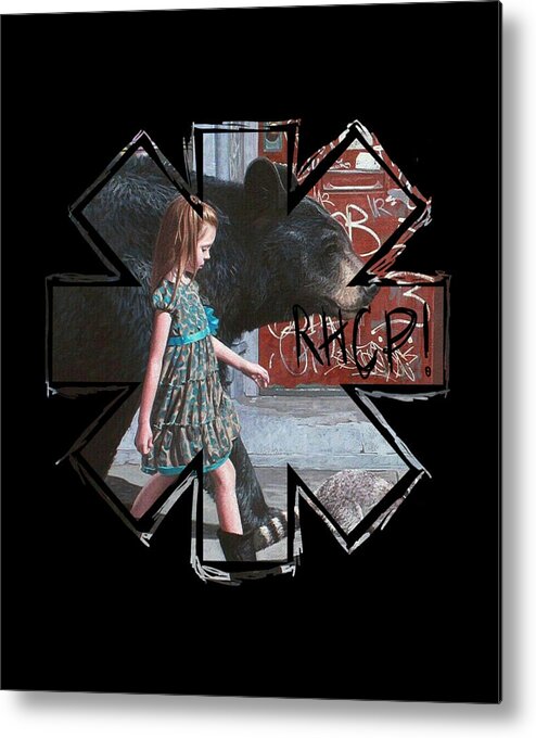 Red Hot Chili Peppers Metal Print featuring the digital art Red Bear Chili and Girl by Notorious Artist