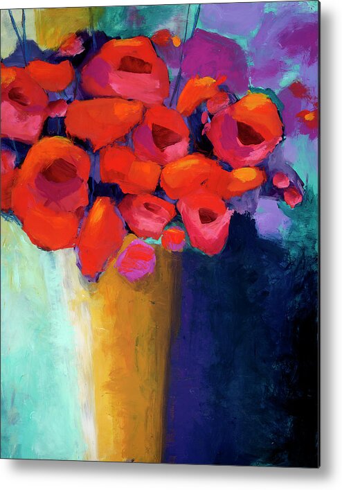 Abstract Art Metal Print featuring the painting Red Bouquet by Jane Davies