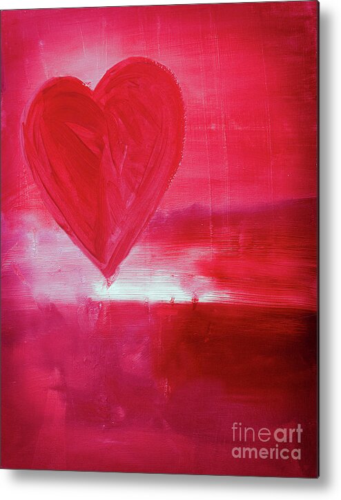 Red Metal Print featuring the painting Red Heart by Stella Levi