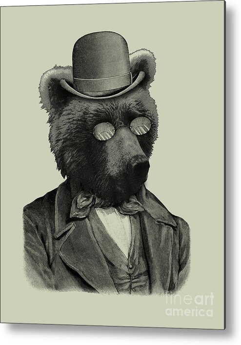 Bear Metal Print featuring the mixed media Regency style bear portrait by Madame Memento