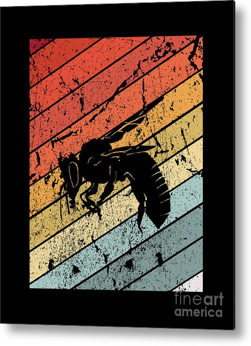 Bee Metal Print featuring the digital art Retro Bee Wasp Insect Gift by J M