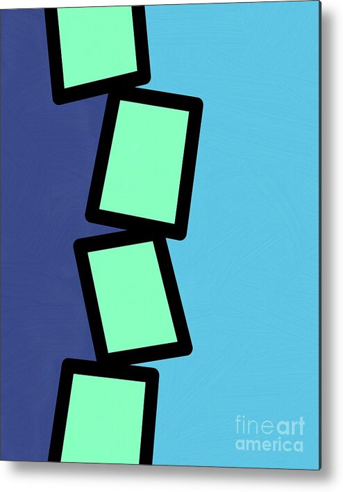 Retro Metal Print featuring the mixed media Retro Mint Green Rectangles 2 by Donna Mibus