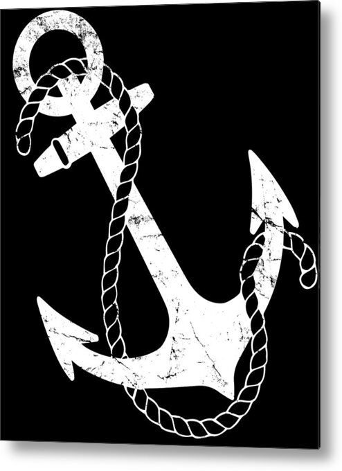 Funny Metal Print featuring the digital art Retro Nautical Anchor by Flippin Sweet Gear